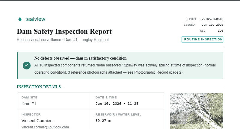 Generated PDF inspection report